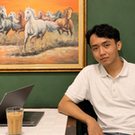 Café Portrait with Running Horses