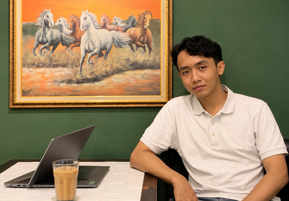 Café Portrait with Running Horses